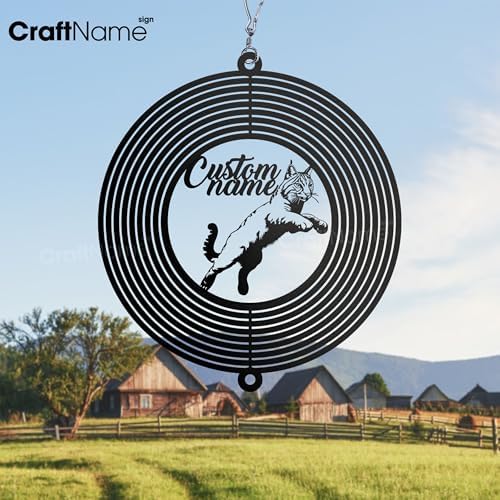 Personalized Wildcat Metal Wind Spinner, Bobcat Garden Spinner Hanging Indoor Outdoor Decor, Perfect House Warming Gifts New Home, Custom Gift for Grandmother, Mom, Wife, Daughter - Image 2