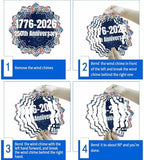 Independence Day Wind Spinner for Garden Yard 12In, 250th Anniversary Blue Red Sparklers Flowers 3D Stainless Steel Kinetic Hanging Wind Spinners Rustproof Outdoor Decor for Lawn Patio Home - Image 5