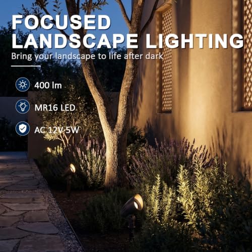 12V Landscape Spotlights 5W 400LM 2700K Metal 2PK - Image 2