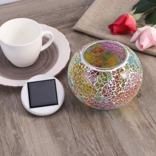 UKCOCO Solar Powered Glass Garden Lights Color Changing Night Auto - Image 4