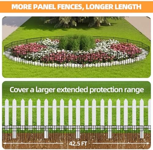KYATE Garden Fence Animal Barrier, 30 Panels No Dig Fence 42.5ft(L) x13in(H), Rustproof Metal Defense Border, Dogs Rabbits Blocker Fence for Outdoor Yard & Patio - Image 3