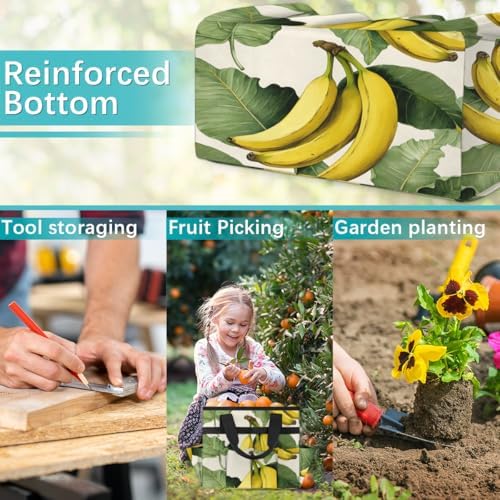 Banana Pattern Garden Tool Bag Organizer Heavy Duty Tropical Fruit Gardening Tote Bag with 10 Pockets for Women Men Gardening Gifts - Image 7