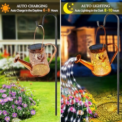 Solar Watering Can Lights, Hummingbird Gifts for Women Mom Grandma Birthday, Waterproof Outdoor Garden Decor Large Hanging Solar Lanterns Garden Lights for Patio Porch Yard Flowerbed Pathway - Image 4