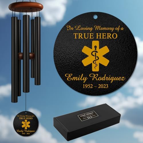 Personalized Medical Hero Memorial Wind Chime – in Loving Memory Wind Chimes Custom Name & Years – Healthcare Service Remembrance Tribute – Meaningful Outdoor Hanging Chime for Family Reflection by AlpadilCo