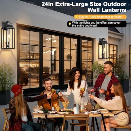 Dusk to Dawn Exterior Lighting Fixtures,24" Jumbo Foyer Light Scones 2 Pcs - Image 2