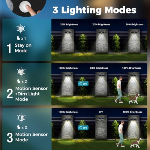 kolpop 16 Pack Solar Fence Lights Outdoor with 3 Modes Motion Sensor,IP65 Waterproof Fence Lights Solar Powered,1200mAh 60LM Bright LED Solar Lights for Fence,Patio,Backyard,Wall,Garden(Cool White) - Image 3