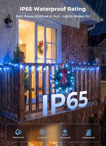 Blue C6 Solar Christmas Lights Outdoor, 2 Pack Total 45.28ft 100 LED Solar String lights Waterproof IP65, Twikle Fairy Light Christmas Tree Decorations for Yard Patio Fence Garden Wedding Party Decor - Image 4
