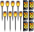 Solar Torch Light with Flickering Flame, Upgraded Solar Flame Lights Outdoor, LED Solar Powered Wall Mounted Night Lights for Garden Pathway, Dusk to Dawn Christmas Landscape Decoration by LazyBuddy