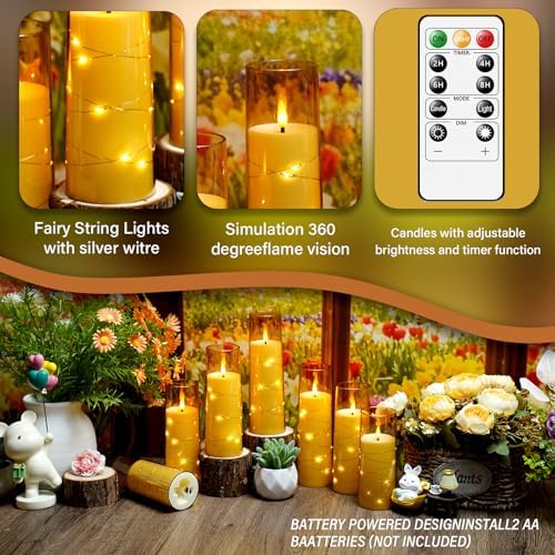 kakoya Flameless LED Candles with Timer 24 Pc Flickering Flameless Candles for Romantic Ambiance and Home Decoration Stable Acrylic Shell,with Embedded Star String，Battery Operated Candles(Gold) - Image 4