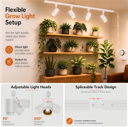 3 CCT LED Track Grow Lights for Indoor Plants, 4x35W, 2 Rails, White - Image 5