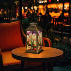 Solar Lantern Bold Serene Stained Glass Western Desert Landscape Art Outdoor Waterproof Garden Hanging Lantern Solar Powered Lighting Outside Table Lamp for Patio Deck Camping 1 Pack - Image 7
