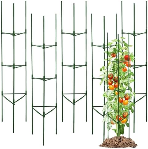 TCBWFY 6-Pack 63-Inch Adjustable Tomato Cages, Heavy-Duty Metal Plant Support Trellis for Garden and Pots, DIY Tomato Stakes, Height Adjustable 16 to 378 Inches by TCBWFY