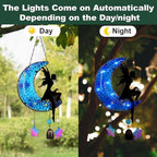 Memorial Wind Chimes Solar Hanging Glass Moon Lights Metal Fairy Angel Outdoor Wind Chimes for Mom Loved One Gifts - Image 4