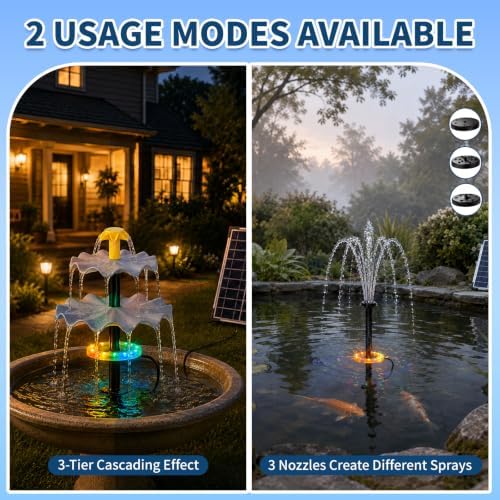 Yeomi 6W Solar Fountain for Bird Bath, Solar Fountain Pump - Image 2