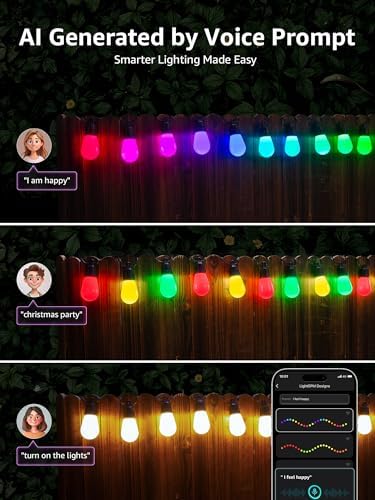 Lepro ZB1 AI Smart Outdoor String Lights, 54(42+12) ft RGB+IC+Warm White - Image 4