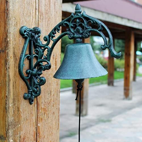 Cast Iron Doorbell Wall Bell Indoor Outdoor Din Cast Iron Doorbell Gothic Wall Bell Vintage Cast Iron Hand Crank Dinner Bells Patio Home Wall Hanging Decorations - Image 4