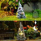 Goodeco Solar Sitting Gnome with LED Flower Light Garden Decor - Image 5