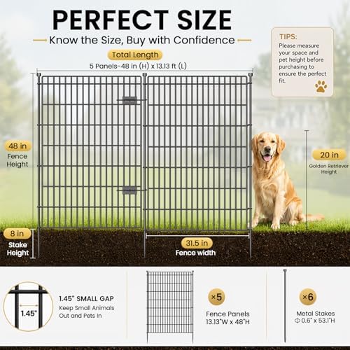 No Dig Garden Fence, Dog Fencing Outdoor for Yard, 5 Panels with Gate - Image 2