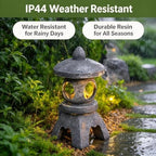 Solar Japanese Pagoda Garden Statue, Resin Pagoda Solar Zen Garden Lantern - Image 4