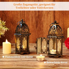 IMAGE Metal Candle Lanterns 6.7" H Hanging Lanterns Moroccan Birdcage Holders with Glass Creative Wedding Home Tabletop Decoration, Black (4) - Image 5