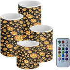 GLENLCWE Pumpkin Flameless Candles,Halloween Decor Flickering LED Candle Batter Operated Pillar Real Wax Candles with Remote &Timer by GLENLCWE
