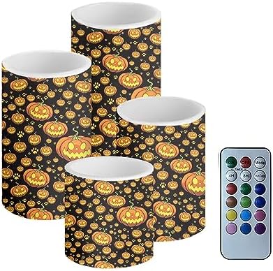 GLENLCWE Pumpkin Flameless Candles,Halloween Decor Flickering LED Candle Batter Operated Pillar Real Wax Candles with Remote &Timer by GLENLCWE