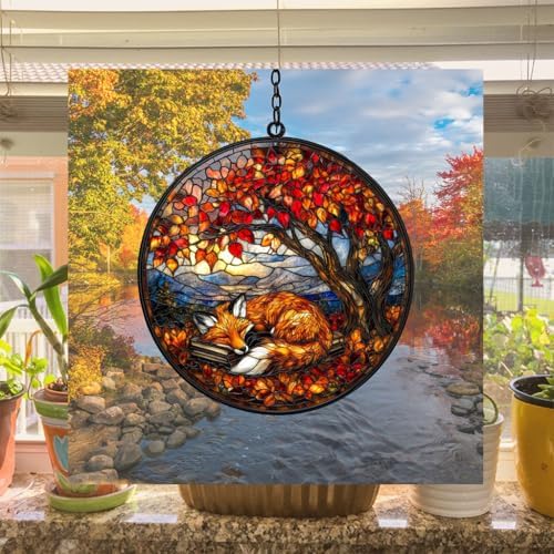 Sleeping Fox Books Fall Autumn Acrylic Suncatcher - Image 4