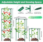 3 Pack Tomato Cage for Garden, Upgraded Fiberglass Garden Trellis with 3 PCS Grow Bags, Square Tomato Planter Support Garden Cages for Cucumber Vegetables Vertical Climbing Plants - Image 2