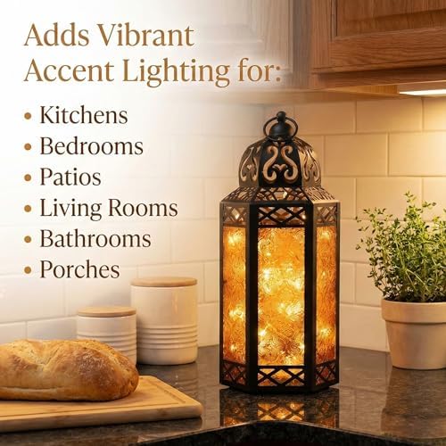 Vela Lanterns Decorative Indoor Fairy Light Halloween Holder, Amber, L - Image 6