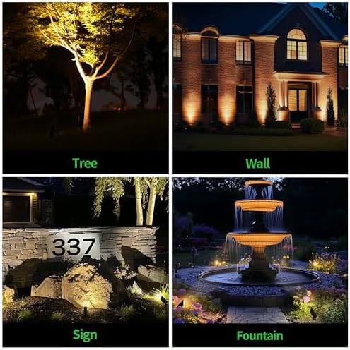 Landscape Spotlights Low Voltage - Warm & Cool White Uplight Adjustable Temp, 12V Outdoor LED Spot Lights Wired, IP65 Waterproof Aluminum, Black for Exterior House Tree Garden Yard - Image 5