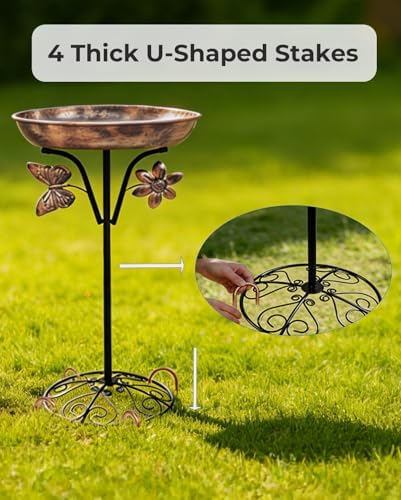 Metal Pedestal Bird Bath for Garden Patio Outdoor Decor - Image 4