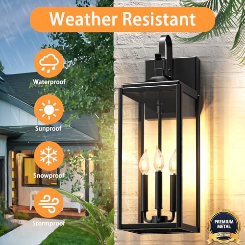 24" Extra Large Outdoor Wall Light 2 Packs, Exterior Lighting Fixtures - Image 5