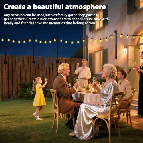 LETIANPAI 2.8Ft String Light Poles 4 Pack,Light Poles for Outside Lights,Outdoor with Fence Brackets Hanging Lights,Metal Stand Deck Patio Backyard - Image 7