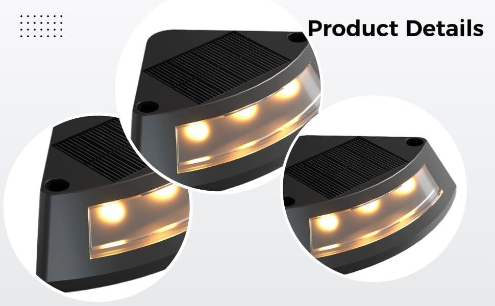4 Pcs Solar Step Lights, Outdoor LED Stair Lights with Auto On/Off, Waterproof Deck Lights, Decorative Patio Lights for Yard Garden Fence, Landscape Lighting, 3.1 x 1.2 in / 80 x 30 mm - Image 3