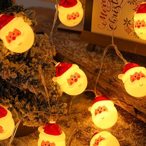 CAKERS Christmas Decor String Lights|Creative Cute Novelty Fairy Lights|Hanging Copper Wire Lights|Night Lights for Birthday Party Xmas Tree Decor,Santa Claus Head,3m(9.8ft)-20LED-USB - Image 7