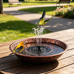 Solar Bird Bath for Outside, 13" Vintage Metal Bird Bath by TICKCACY-EnrichYourLife