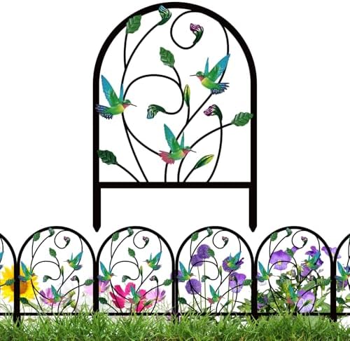 4 Pack Hummingbird Decorative Garden Fence Metal Hummingbird Design Metal Arch Garden Fence Border for Yard Patio Flower Bed Lawn Outdoor Landscape Decoration Animal Barrier Fence for Garden by ESTART