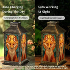 Solar Lantern Symmetrical Fox Stained Glass Outdoor Waterproof Garden Hanging Lantern Solar Powered Lighting Outside Solar Light for Patio Yard Camping, Gifts for Women Mom - Image 4