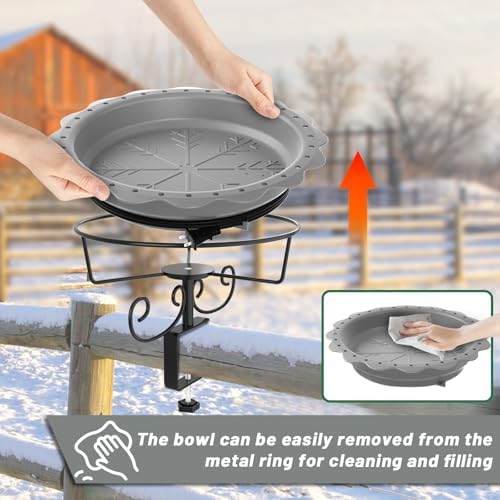 100W Heated Bird Baths for Outdoors, Heated Birdbath Outside Winter, Gray - Image 4