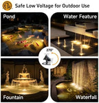 Gardenreet Submersible Pond Light - 12V IP68 Waterproof Underwater Light, Solid Brass Housing with 2700K Warm White MR16 Bulb, for Pool Fountain Landscape Outdoor Water Features(1 Pack) - Image 6