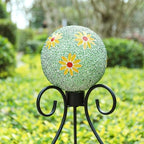 VCUTEKA Gazing Ball, 8" Glass Gazing Balls Sphere for Garden Lawn Outdoor Ornament Yard Decorative, Daisy - Image 5