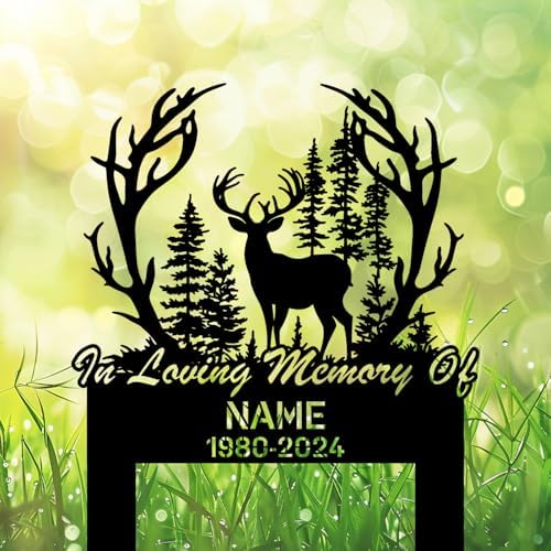Personalized Hunter Grave Marker Deer Hunter Memorial Memorial Garden Stake 8-24 inch Hunter Dad Loss Gift, Hunter Memorial Gift Loss of Loved One (Deer Hunter Memorial) - Image 4