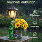 Solar Frog Outdoor Garden Statue with Flowerpot & Lantern - Image 6