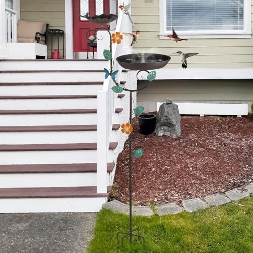 Free Standing Bird Baths for Outdoors, 58" H Decorative Bird Bath Feeder Combo with Metal Stake, Upgraded 5 Spikes Detachable Antique Birdbaths for Garden Patio Yard Lawn (Butterfly) - Image 6