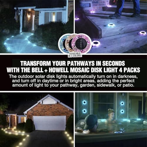 Mosaic Solar Disk Light, Solar Ground Lights Outdoor Waterproof, Auto On Off Decorative Driveway Lamps Colorful Landscape Lighting for Garden Patio Lawn Yard Decor (1pc-c) - Image 5