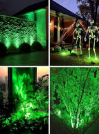 Halloween Christmas Green LED Spot Lights Landscape Lights Outdoor, 110v Plug in Landscape Lighting with Waterproof Spotlights for Garden Pathway Tree Pathway, 2 Pack7 W Green LED Landscape Lights - Image 7