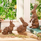 Sungmor Cast Iron Rabbit Statue,Rustic Rust Heavy Duty Animal Collection Sculpture, Paperweight, Doorstop, Adorable Garden Figurine - Standing Rabbit Statue - Image 6