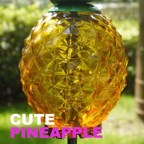 Solar Lanterns Outdoor Waterproof Glass Pineapple Garden Decor, Hanging Solar Stake Lights Yard Art, Outside Patio Decorations Gardening Birthday Gifts for Mom Grandma Women, 2 Pack - Image 3
