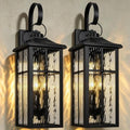 2 Pack Dusk to Dawn Outdoor Wall Lights, 23.9" Black by Lawyettle