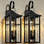 2 Pack Dusk to Dawn Outdoor Wall Lights, 23.9" Black by Lawyettle
